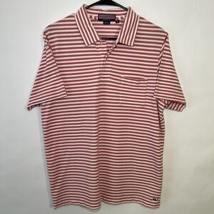 Vineyard Vines Polo Shirt Mens Size M Medium Cotton Pink White Striped Short Slv